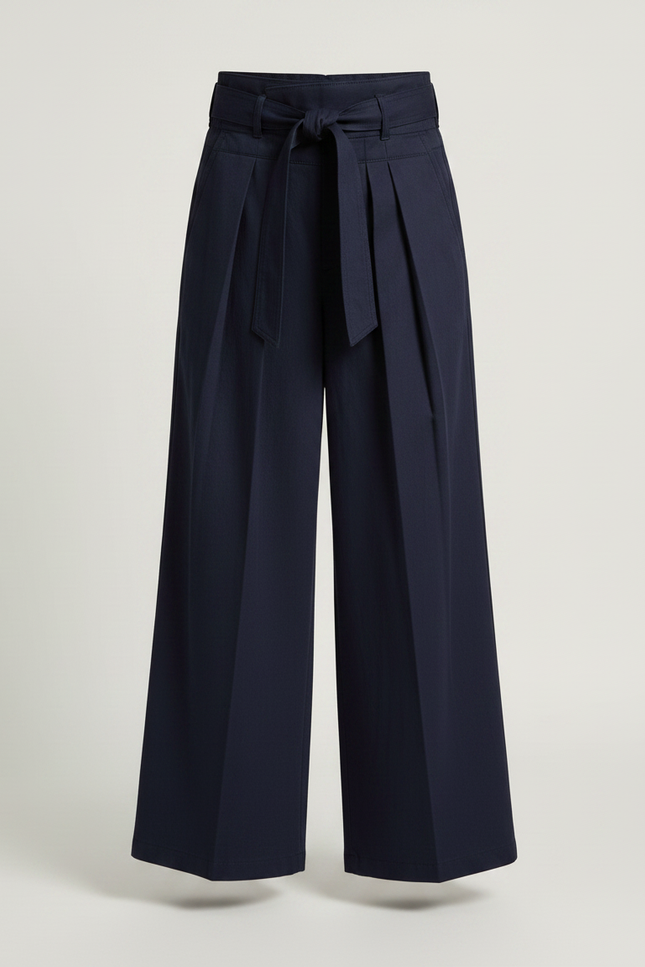 Pantalon Japonais Marine Plissé Ample Ceinturé Enfant - Gabardine - vue 3