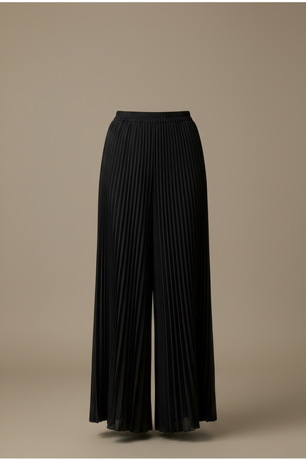 Pantalon Japonais Noir Plissé Fluide Élégant Ample - Polyester - vue 3
