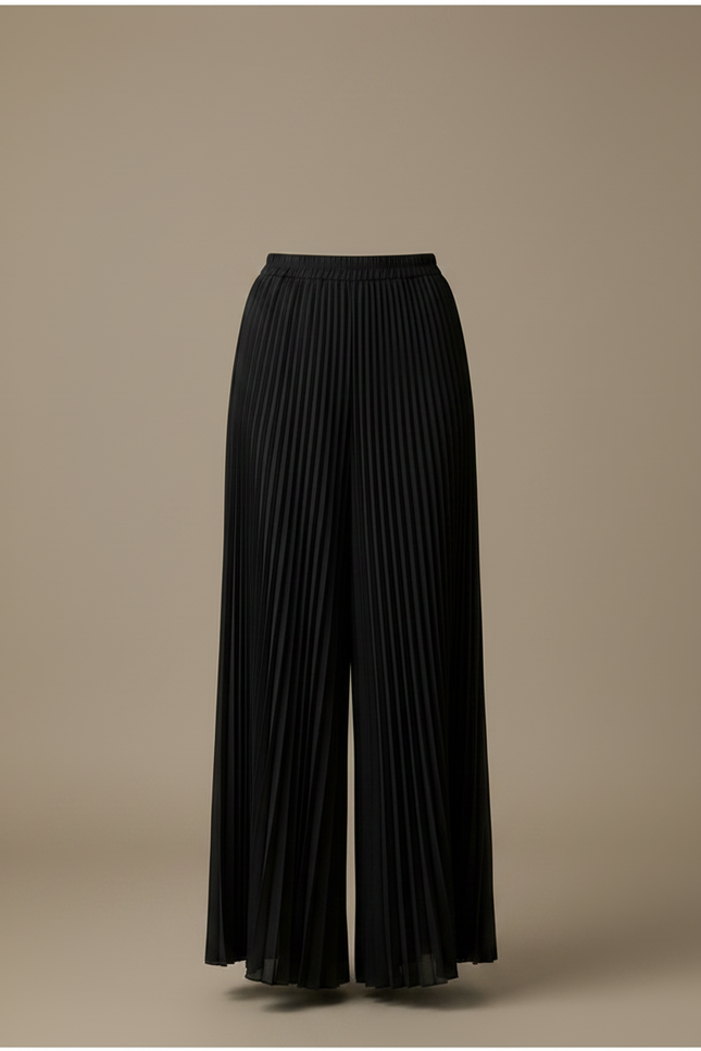 Pantalon Japonais Noir Plissé Fluide Élégant Ample - Polyester - vue 3