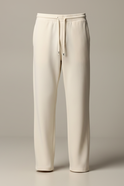 Pantalon Japonais Crème Ample Cordon Décontracté Homme - Beige Molleton - vue 3