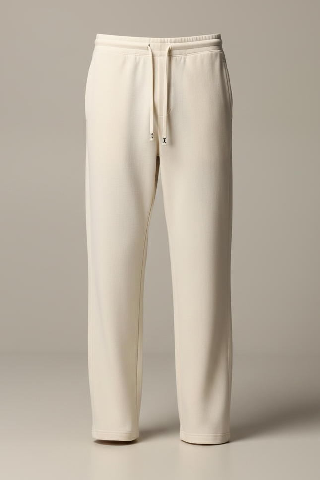 Pantalon Japonais Crème Ample Cordon Décontracté Homme - Beige Molleton - vue 3