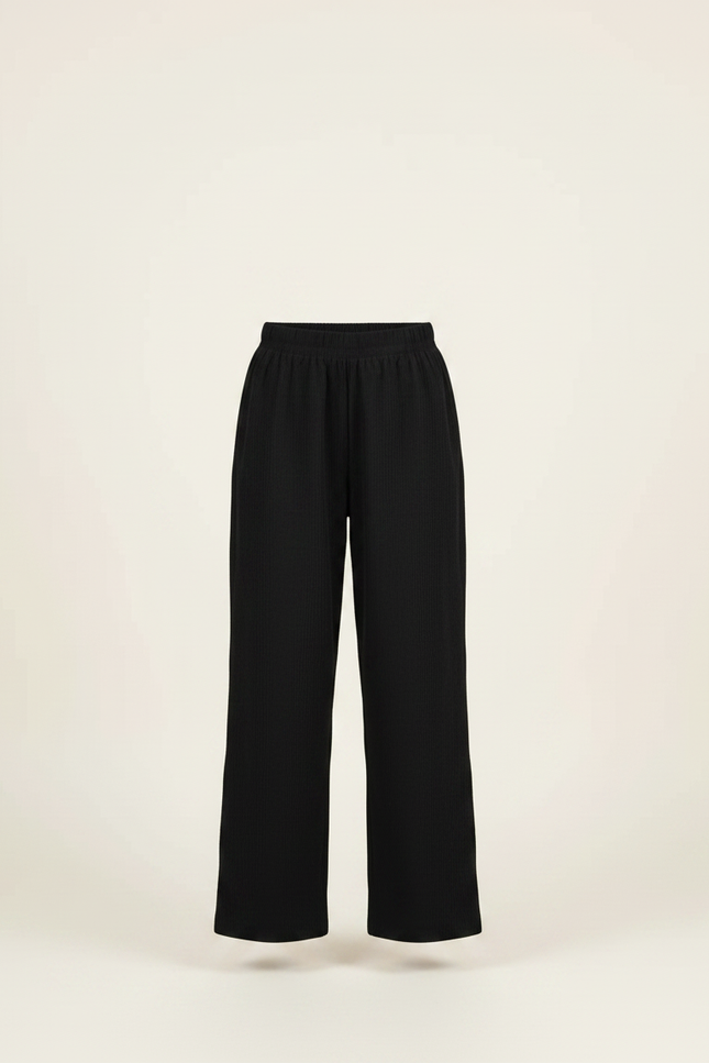 Pantalon Japonais Noir Côtelé Ample Enfant Décontracté - Cordé - vue 3