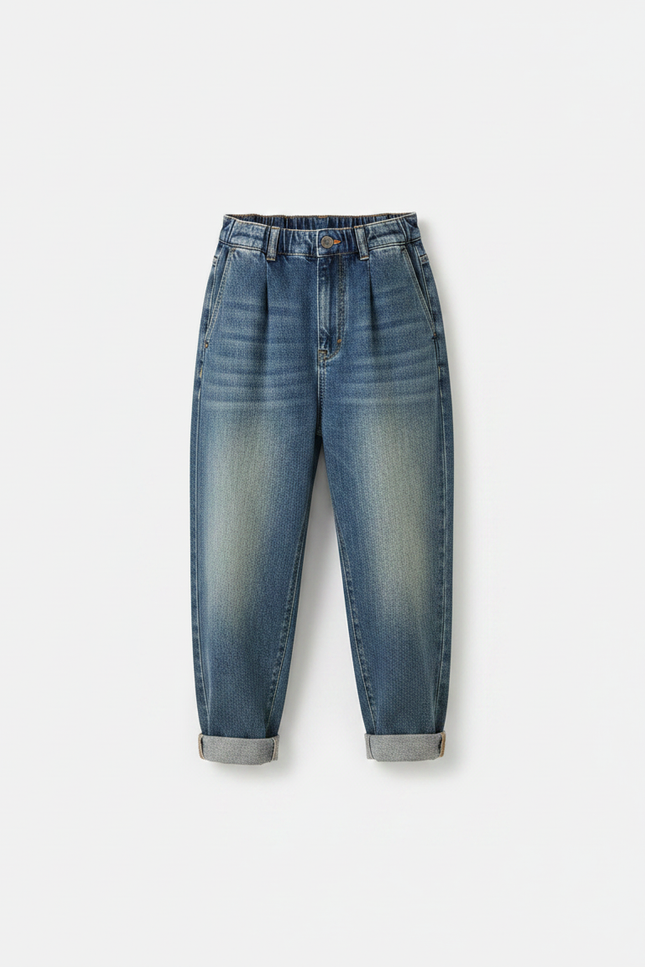 Pantalon Japonais Denim Ample Dégradé Enfant Décontracté - Bleu Jean - vue 3