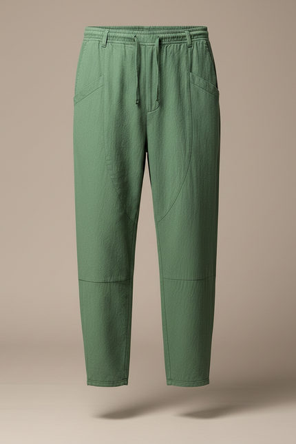 Pantalon Japonais Vert Coton Ample Décontracté Homme - vue 3