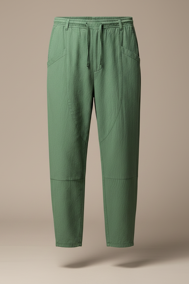 Pantalon Japonais Vert Coton Ample Décontracté Homme - vue 3
