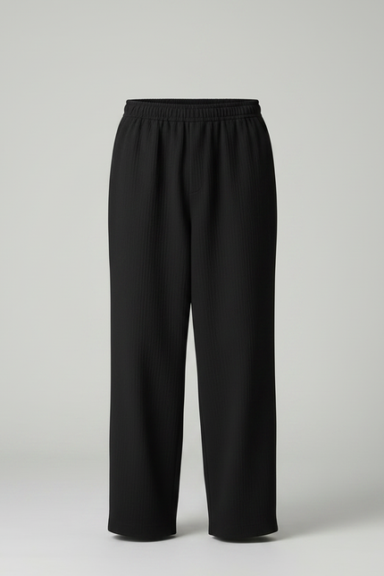 Pantalon Japonais Noir Fluide Ample Minimaliste - Polyester - vue 3