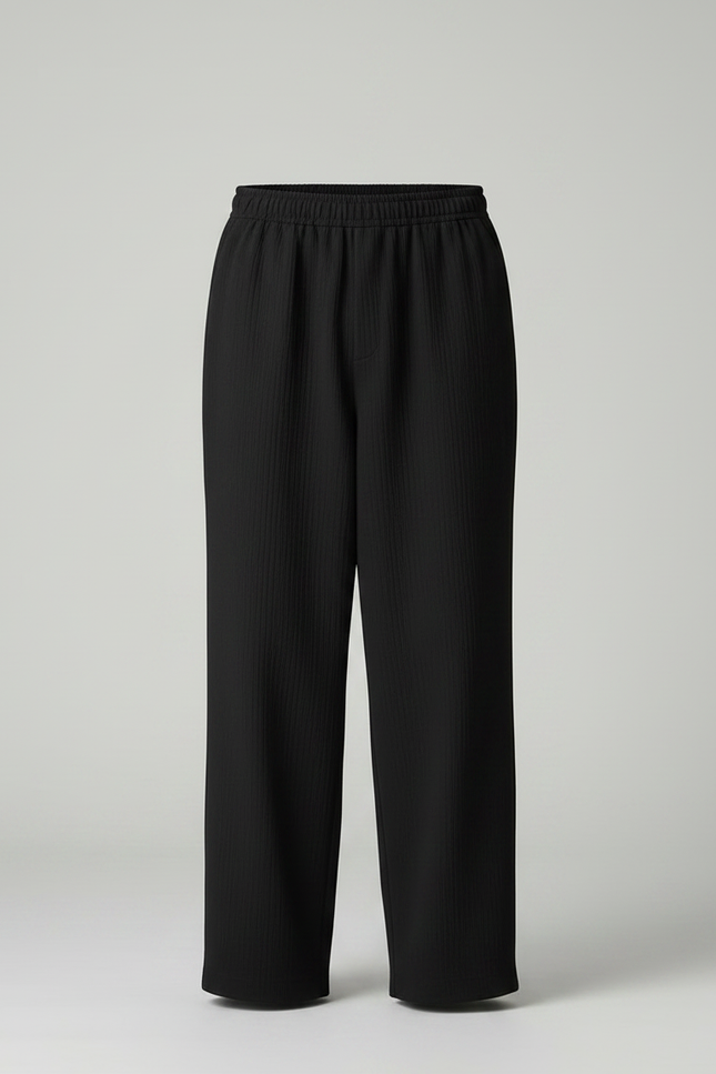 Pantalon Japonais Noir Fluide Ample Minimaliste - Polyester - vue 3
