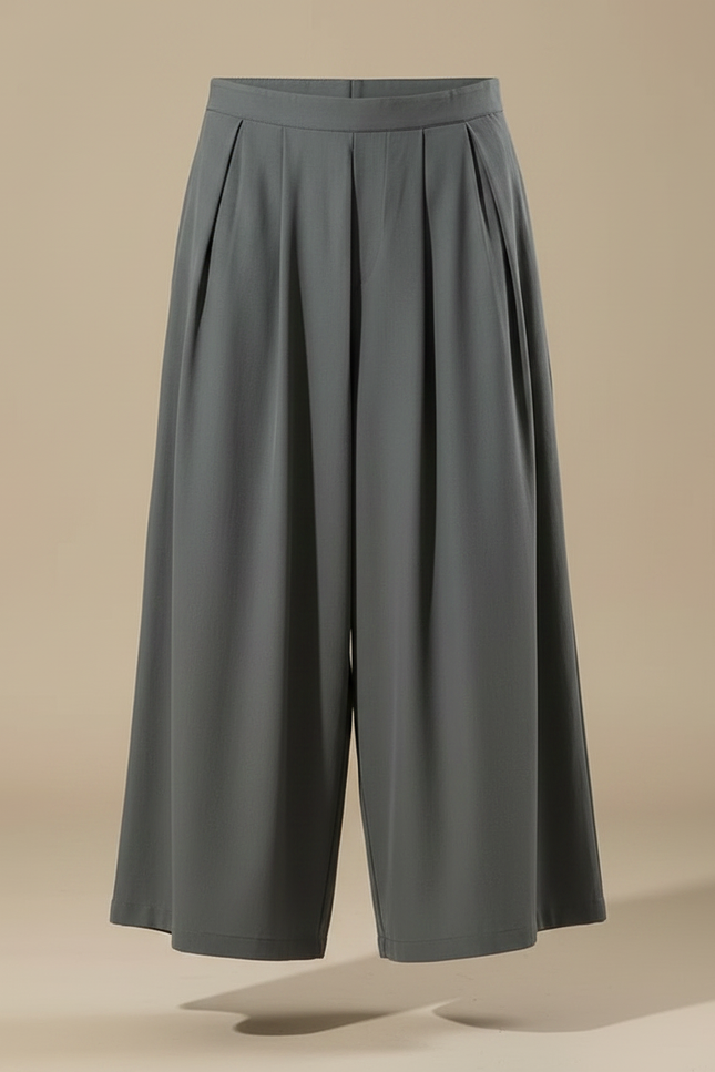 Pantalon Japonais Gris Ample Plissé Coton Homme - vue 3