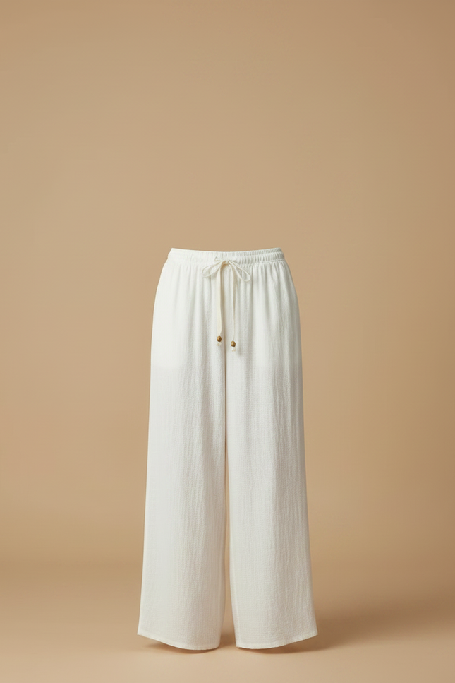 Pantalon Japonais Blanc Fluide Coton Ample Décontracté - vue 3