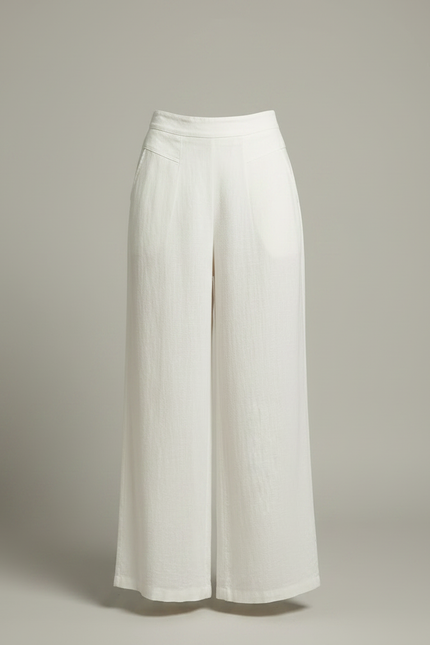Pantalon Japonais Blanc Cassé Ample Lin Fluide Décontracté - vue 3