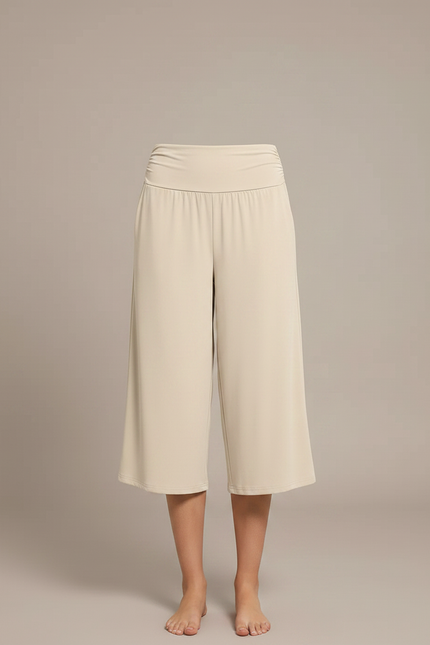 Pantalon Japonais Beige Ample Fluide Court Décontracté - Viscose - vue 3