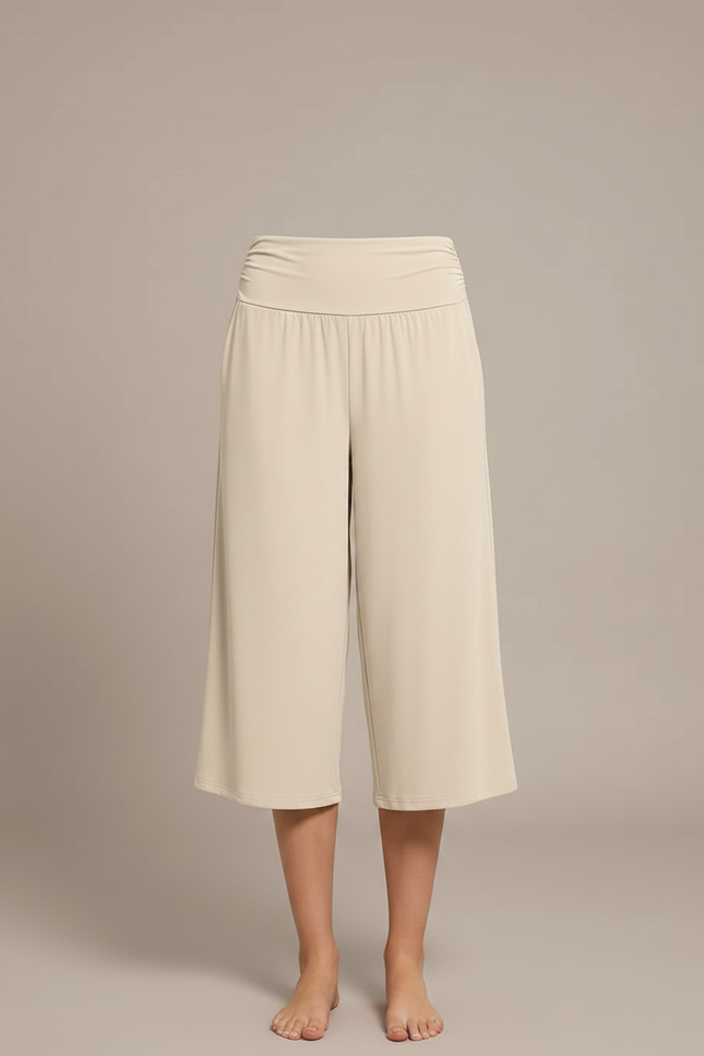 Pantalon Japonais Beige Ample Fluide Court Décontracté - Viscose - vue 3