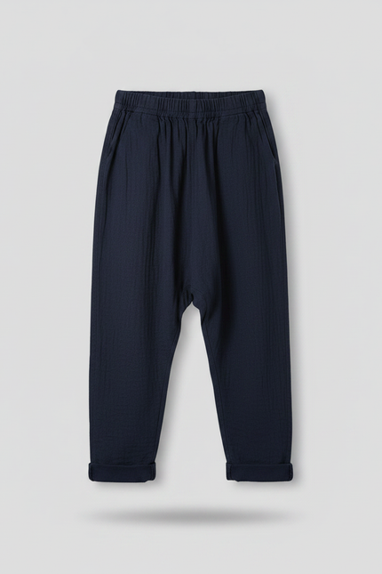 Pantalon Japonais Bleu Marine Ample Coton Enfant - vue 2