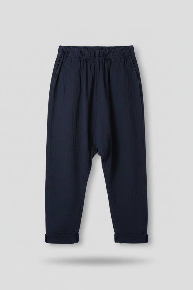Pantalon Japonais Bleu Marine Ample Coton Enfant - vue 2