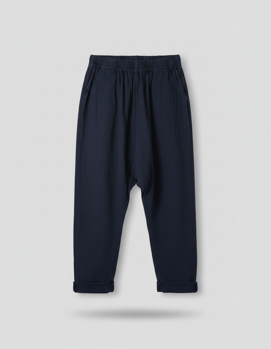 Pantalon Japonais Bleu Marine Ample Coton Enfant - vue 2