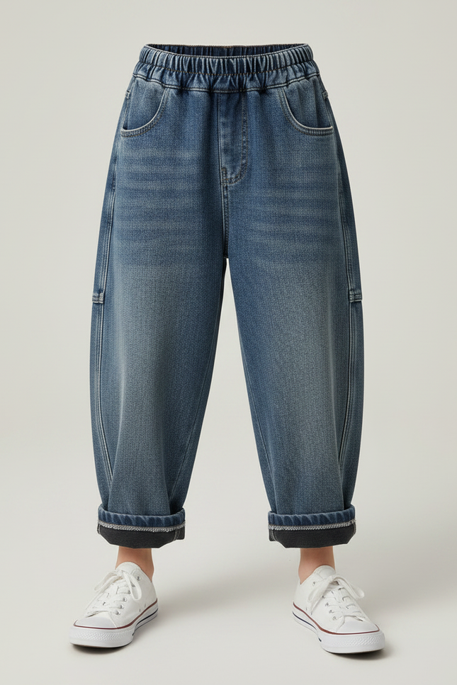 Pantalon Japonais Bleu Ample Denim Enfant Décontracté - Jean - vue 3