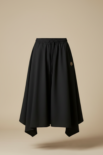 Pantalon Japonais Noir Ample Décontracté Brodé - Polyester - vue 3