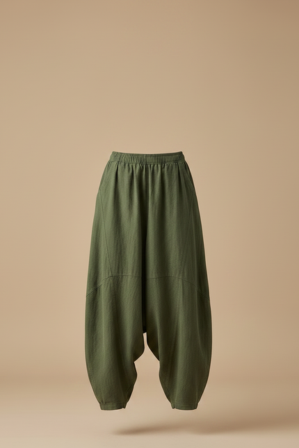 Pantalon Japonais Kaki Ample Lin Confortable Décontracté - vue 3