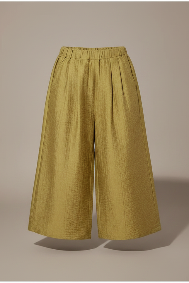 Pantalon Japonais Vert Ample Plissé Enfant - Kaki Lin - vue 3