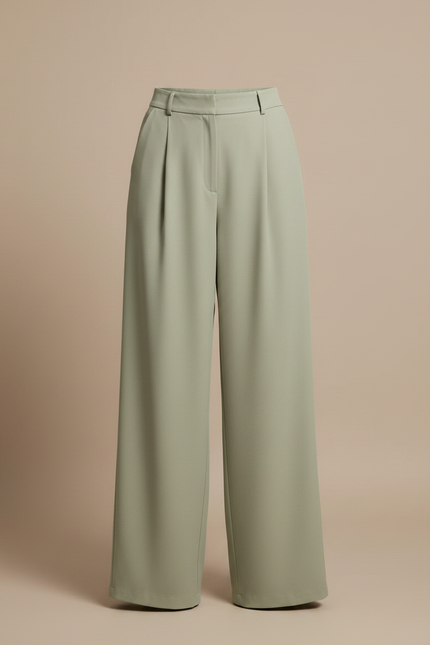 Pantalon Japonais Vert Ample Fluide Décontracté Femme - Polyester - vue 3