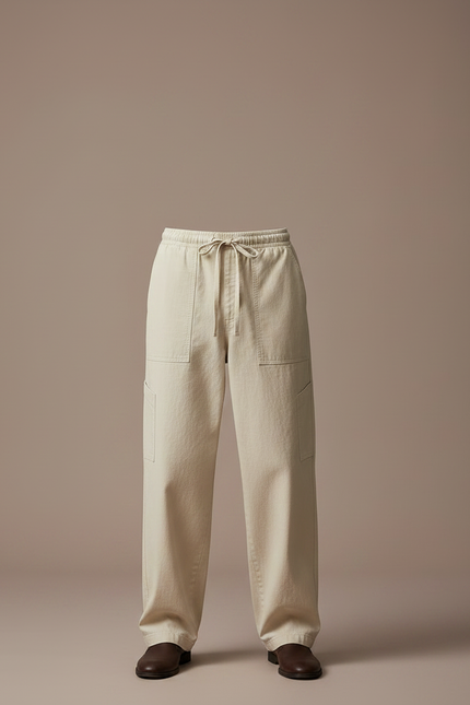 Pantalon Japonais Beige Ample Coton Décontracté Cargo Homme - vue 3