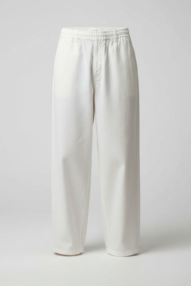 Pantalon Japonais Blanc Cassé Ample Décontracté Unisexe - Toile - vue 3
