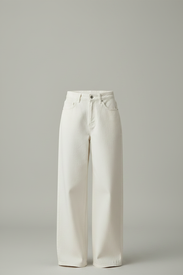 Pantalon Japonais Blanc Cassé Ample Décontracté Fluide - Jean - vue 3