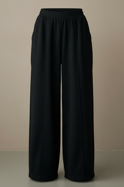 Pantalon Japonais Noir Ample Fluide Décontracté - Molleton - vue 3