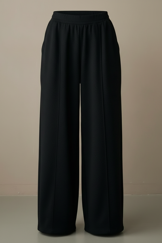 Pantalon Japonais Noir Ample Fluide Décontracté - Molleton - vue 3