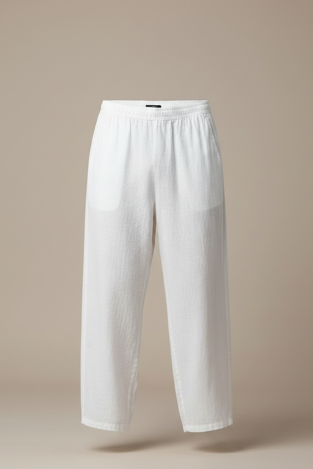 Pantalon Japonais Blanc Lin Ample Décontracté Homme - vue 3