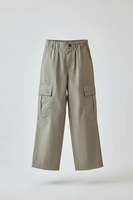 Pantalon Japonais Cargo Kaki Ample Décontracté Enfant - Polyester - vue 3