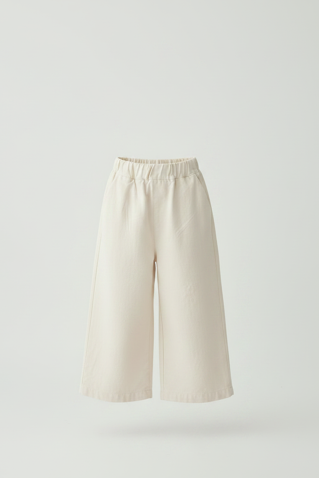 Pantalon Japonais Crème Ample Coton Enfants Uni - Beige - vue 3