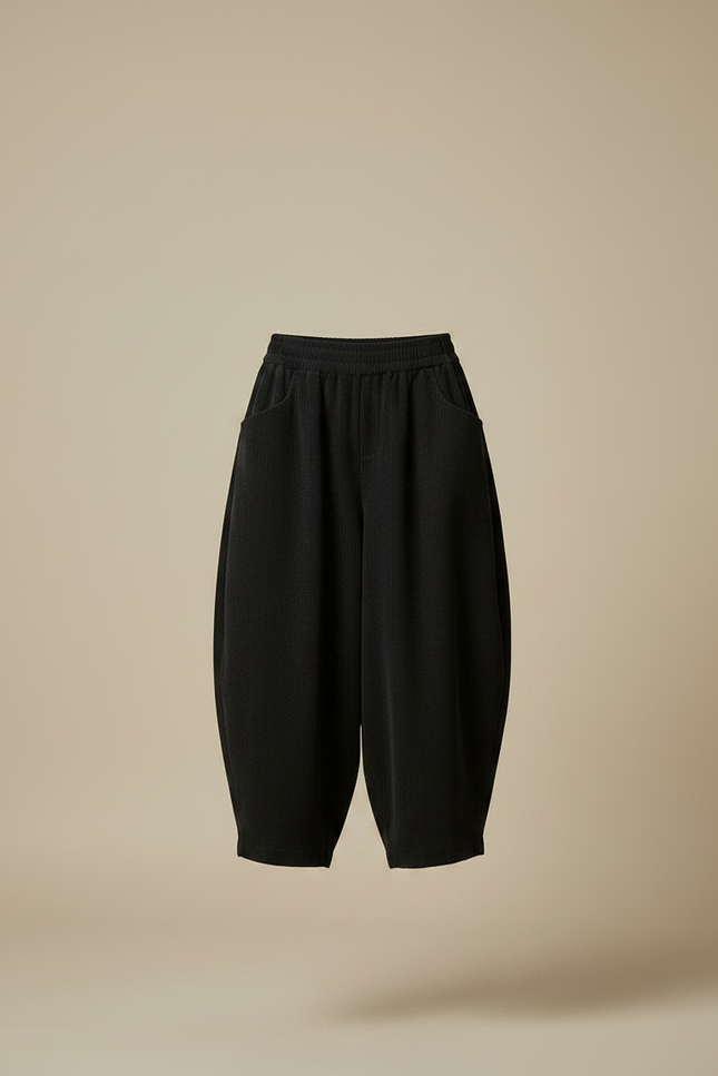 Pantalon Japonais Noir Côtelé Ample Harem Confortable - Cordé - vue 3