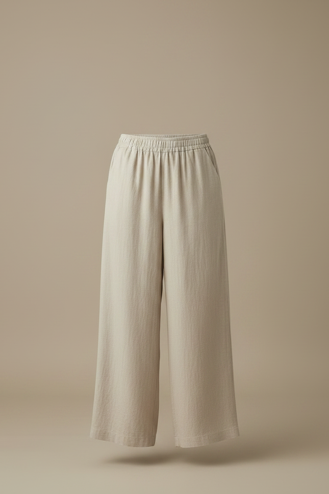 Pantalon Japonais Beige Ample Lin Léger Décontracté - vue 3