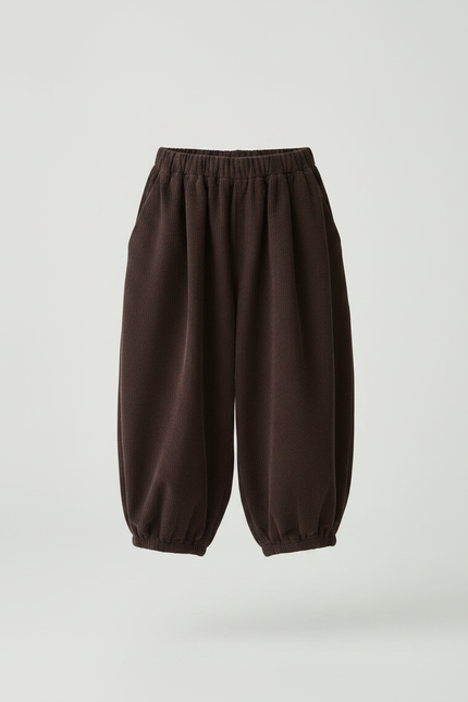 Pantalon Japonais Marron Côtelé Ample Confortable Enfant - Cordé - vue 3