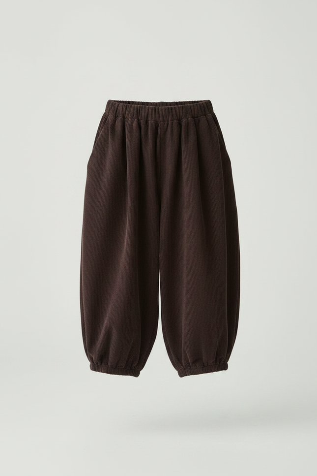 Pantalon Japonais Marron Côtelé Ample Confortable Enfant - Cordé - vue 3