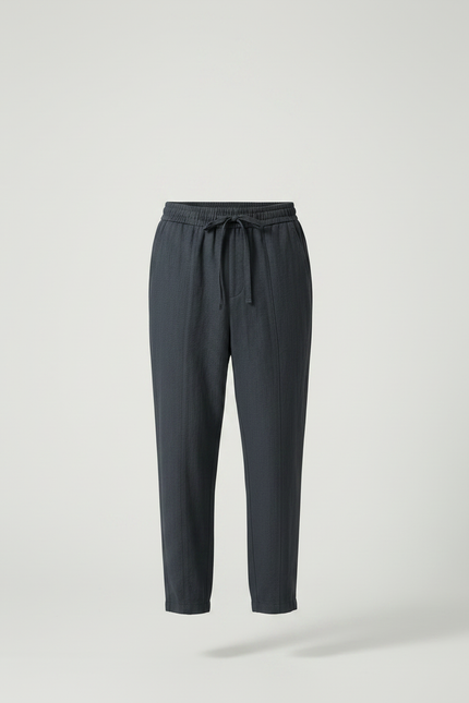 Pantalon Japonais Gris Anthracite Ample Coton Lin Homme - vue 3