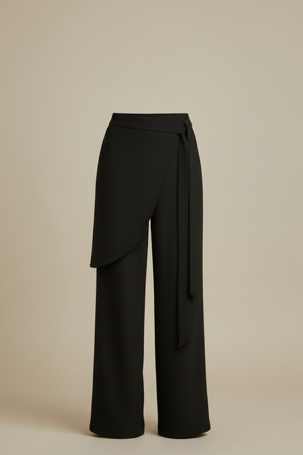 Pantalon Japonais Noir Fluide Asymétrique Élégant Large - Viscose - vue 3