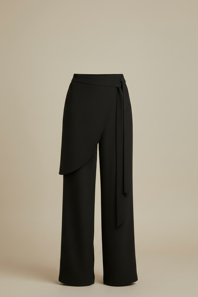 Pantalon Japonais Noir Fluide Asymétrique Élégant Large - Viscose - vue 3