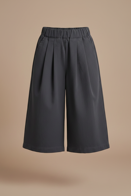 Pantalon Japonais Gris Plissé Ample Fille Coton - vue 3