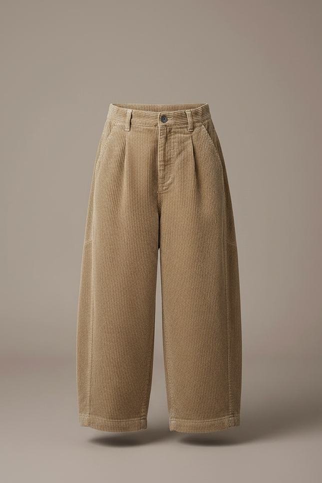 Pantalon Japonais Marron Côtelé Ample Enfant - Cordé - vue 3