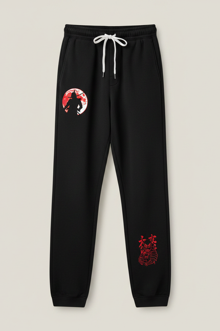 Pantalon Japonais Noir Samouraï Rouge Décontracté Décontracté - Molleton - vue 3
