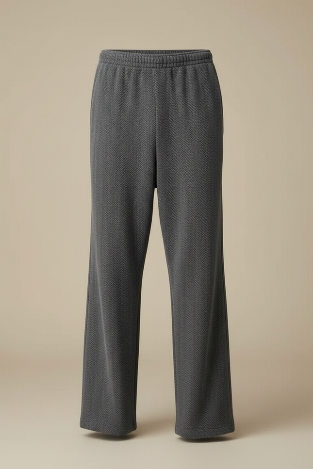 Pantalon Japonais Gris Ample Chevron Épais Confortable - Maille - vue 3