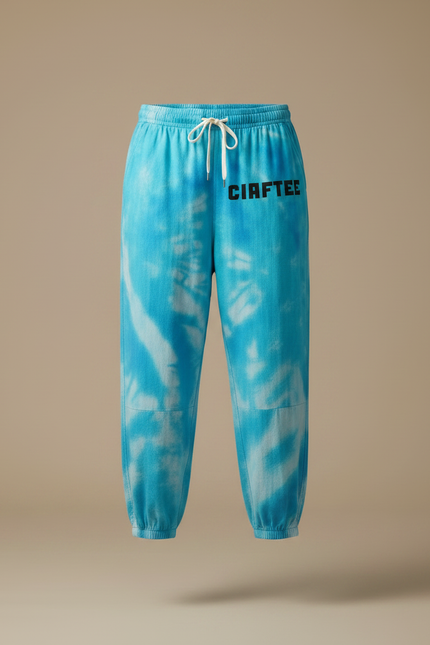 Pantalon Japonais Tie-Dye Bleu Ample Chevilles Resserrées - Molleton - vue 3