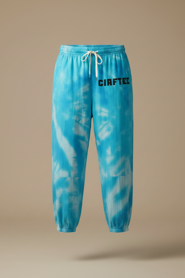 Pantalon Japonais Tie-Dye Bleu Ample Chevilles Resserrées - Molleton - vue 3