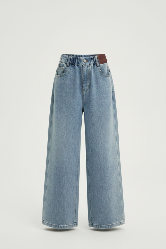 Pantalon Japonais Large Denim Clair Fille Décontracté - Bleu Jean - vue 3