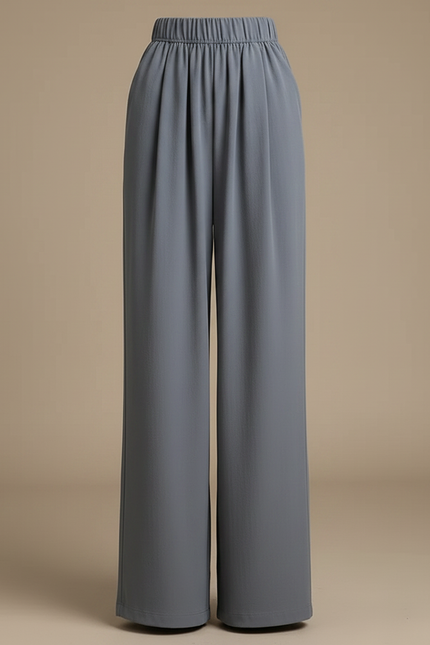 Pantalon Japonais Gris Ample Droit Fluide Femme - Viscose - vue 3