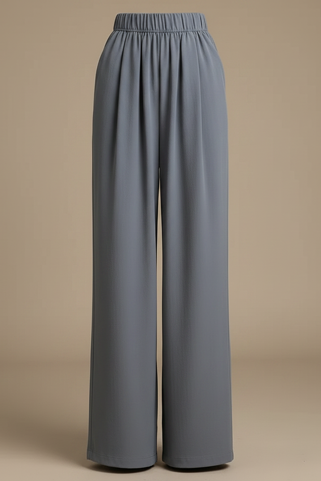 Pantalon Japonais Gris Ample Droit Fluide Femme - Viscose - vue 3