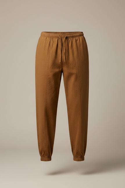 Pantalon Japonais Marron Ample Coton Confortable - vue 3
