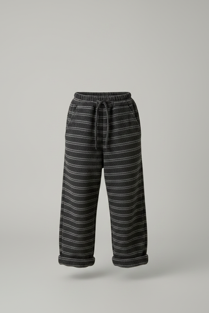 Pantalon Japonais Rayé Gris Ample Décontracté Enfant - Molleton - vue 3